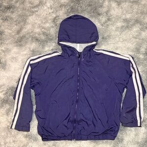 Men's Vintage 90’s Purple Windbreaker w/ White Stripes size L New York Classics